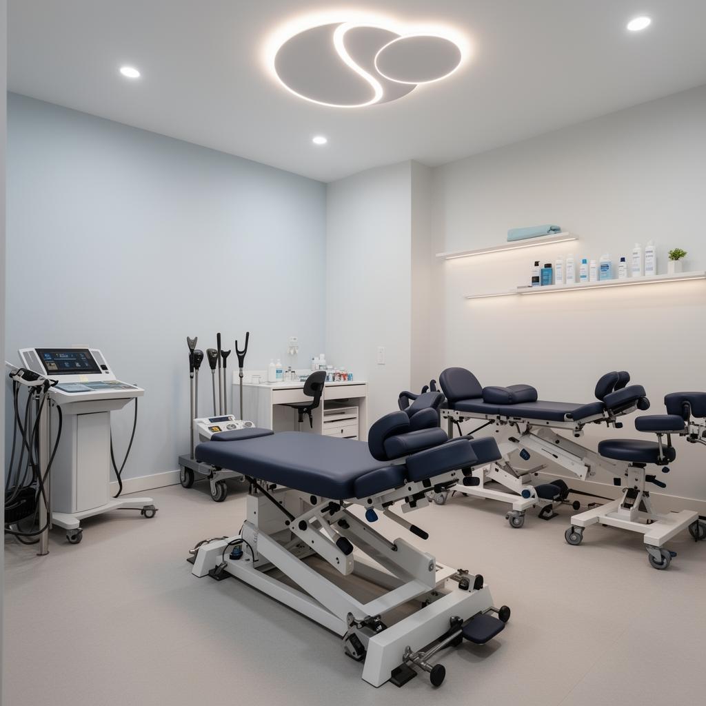 Professional massage therapy room with calming spa atmosphere for therapeutic treatment